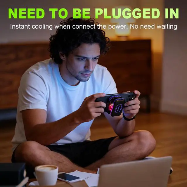 Alt view image 3 of 7 - Cell Phone Cooler for Gaming, Magnetic Portable Radiator with RGB Lights, 3000mAh Rechargeable Battery, Compatible with iPhone, iPad, Android