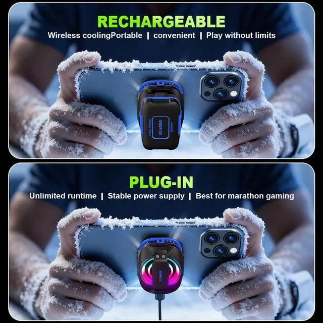 Alt view image 4 of 7 - Cell Phone Cooler for Gaming, Magnetic Portable Radiator with RGB Lights, 3000mAh Rechargeable Battery, Compatible with iPhone, iPad, Android