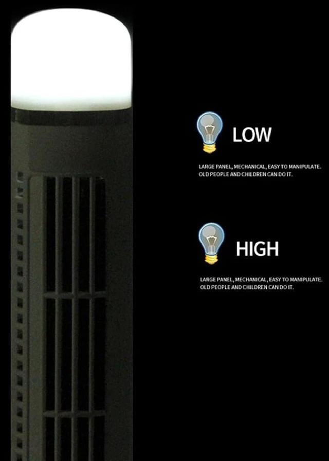 Alt view image 6 of 7 - Bladeless Tower Fan, 90 Degree Oscillation Quiet Desk Fan, Easy to and Compact with Fingertip, USB and Battery Powered for Home Office (Black)