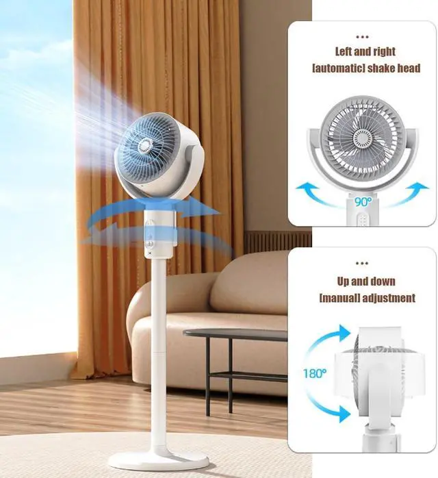 Alt view image 6 of 7 - 360 Circulation Quiet And Powerful Floor Fan Smart Oscillating Fan Portable Floor Fan Rechargeable USB Floor Fan For Bedroom Living Room Home Office(Charging Type)