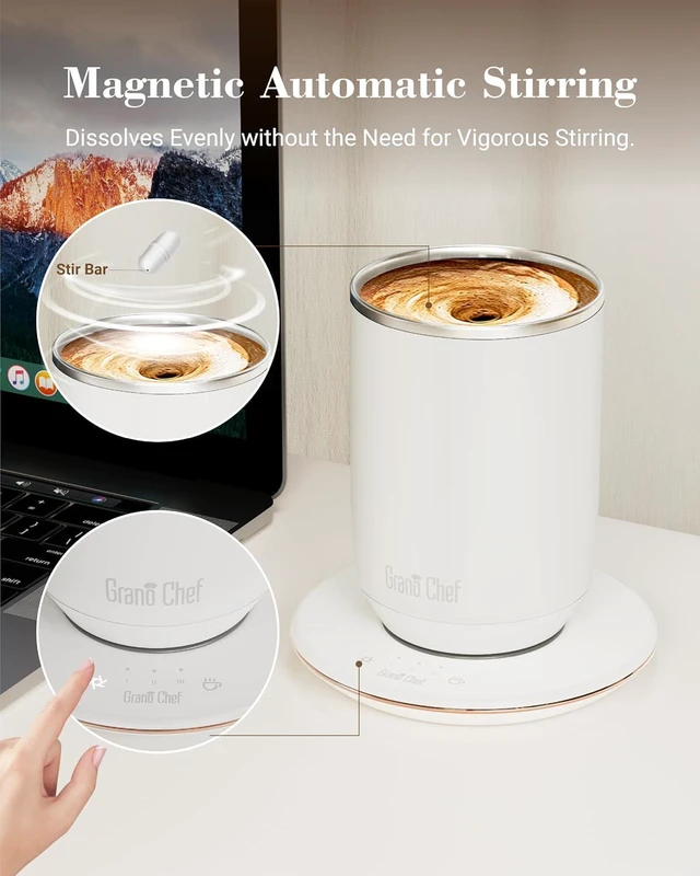 Alt view image 3 of 7 - Coffee Mug Warmer, Coffee Cup Warmer with Fast Heating & Self Stirring Temperature Controlled, 10 oz,Rechargeable, Heated for Milk/Tea at Office/Kitchen/Travel, with Reusable Coffee Dripper, Black
