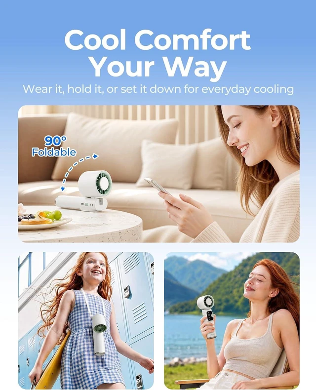 Alt view image 2 of 7 - Portable Handheld Turbo Fan With Semiconductor Cooling 60.8°F, 15000RPM Personal Turbo Fans Rechargeable, 1-199 Speeds, 4000mAh Travel Desk Neck Fan, LED Display (white)