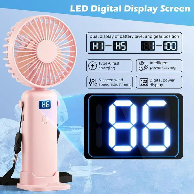 Alt view image 3 of 7 - 12 Pack Mighty Portable Fan - 3 IN 1 Portable Fan for Travel 5-Speed Rechargeable Fan For Travel, Office, Outdoor, Eyelash Drying, Lightweight, Small Cooling Fans for Women Men Kids Outdoor (4 Colors)