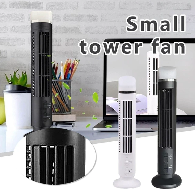 Alt view image 2 of 7 - Bladeless Tower Fan, 90 Degree Oscillation Quiet Desk Fan, Easy to and Compact with Fingertip, USB and Battery Powered for Home Office (Black)