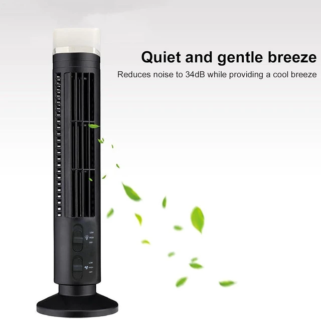 Alt view image 5 of 7 - Bladeless Tower Fan, 90 Degree Oscillation Quiet Desk Fan, Easy to and Compact with Fingertip, USB and Battery Powered for Home Office (Black)