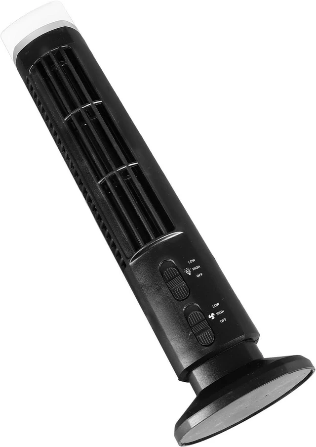 Alt view image 7 of 7 - Bladeless Tower Fan, 90 Degree Oscillation Quiet Desk Fan, Easy to and Compact with Fingertip, USB and Battery Powered for Home Office (Black)