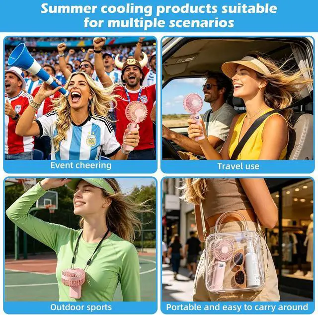 Alt view image 7 of 7 - 12 Pack Mighty Portable Fan - 3 IN 1 Portable Fan for Travel 5-Speed Rechargeable Fan For Travel, Office, Outdoor, Eyelash Drying, Lightweight, Small Cooling Fans for Women Men Kids Outdoor (4 Colors)