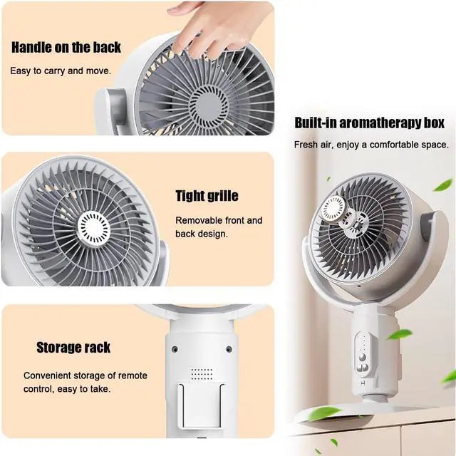 Alt view image 2 of 7 - 360 Circulation Quiet And Powerful Floor Fan Smart Oscillating Fan Portable Floor Fan Rechargeable USB Floor Fan For Bedroom Living Room Home Office(Charging Type)