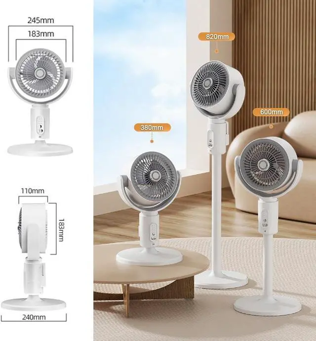 Alt view image 3 of 7 - 360 Circulation Quiet And Powerful Floor Fan Smart Oscillating Fan Portable Floor Fan Rechargeable USB Floor Fan For Bedroom Living Room Home Office(Charging Type)