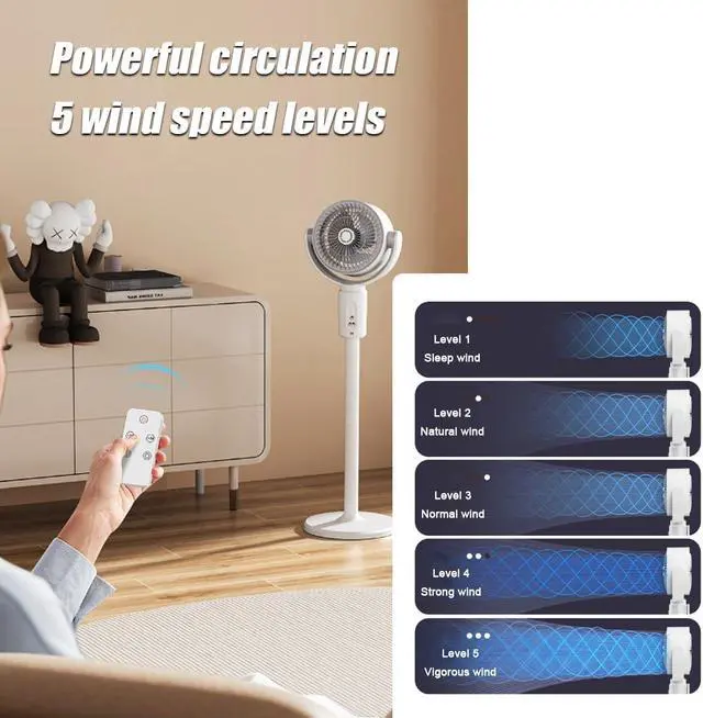 Alt view image 5 of 7 - 360 Circulation Quiet And Powerful Floor Fan Smart Oscillating Fan Portable Floor Fan Rechargeable USB Floor Fan For Bedroom Living Room Home Office(Charging Type)
