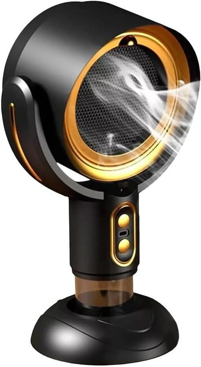 Alt view image 5 of 7 - Portable Kitchen Range Hood USB Rechargeable Desktop Exhaust Fan with 2 Speeds Removable Filter Adjustable Oil Cup for Apartment RV Camping Indoor BBQ Cooking(Black gold)