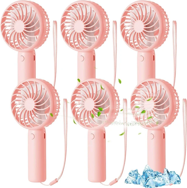 Main image of Tujoe 6 Pcs Mini Handheld Fan 3 Speed USB, Pink