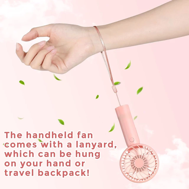 Alt view image 3 of 6 - Tujoe 6 Pcs Mini Handheld Fan 3 Speed USB, Pink