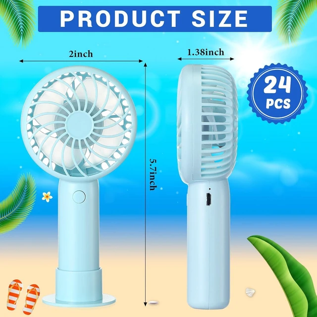 Alt view image 2 of 7 - Tujoe Mini Powerful Handheld Fan Mini Portable Fan 3 Speed Personal Small Desk Fan with Base USB Rechargeable Fan for Women Eyelash Makeup Office Travel Beach Indoor Outdoor(Blue,24 Pcs)