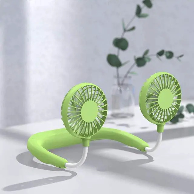 Alt view image 7 of 7 - Mini Portable Hanging Neck Fan,Hands-Free Neck Band Hands-Free Hanging Double Fan USB Rechargeable Summer Portable Rechargeable Mini Fan-Black