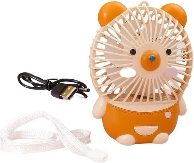 Main image of Cute Cartoon Bear Mini Fan Children HandheldUSB Charging Strong Wind(Orange)