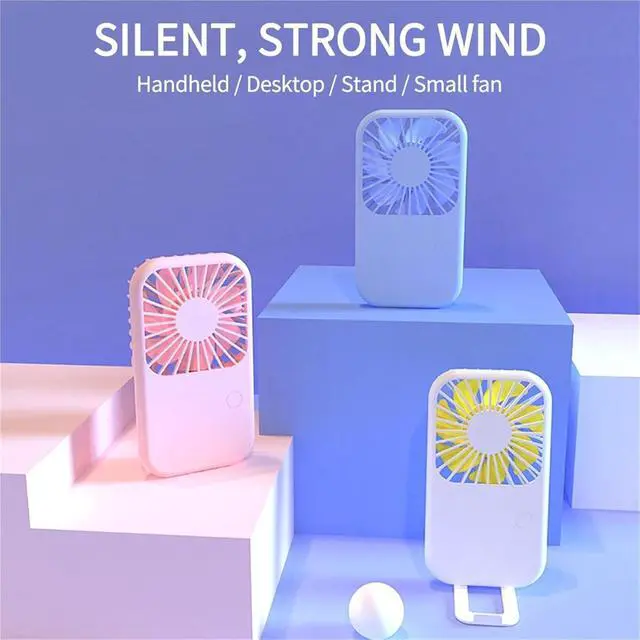 Alt view image 6 of 7 - Portable Fan Handheld, Mini Handheld Pocket USB Fan, 3-Speed Office Air Cooler, Multicolor