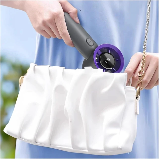 Alt view image 7 of 7 - Portable Fan Handheld, Mini Handheld Fan 5-Speed USB Rechargeable Digital Display