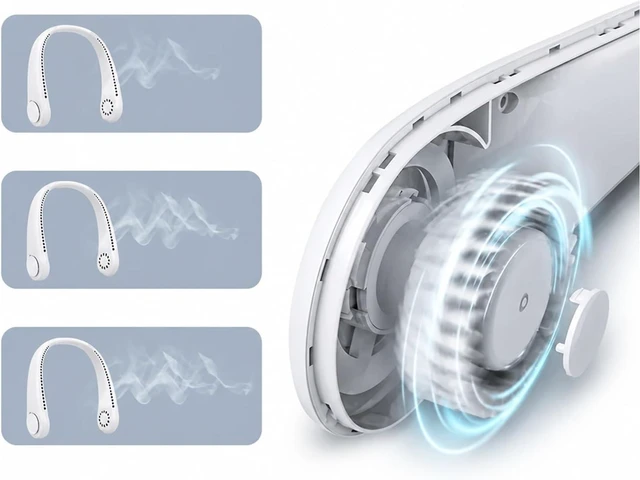 Alt view image 4 of 6 - Ventilateur de cou, Hands Free Neck Fan Portable USB Rechargeable Bladeless,pour les Voyages/Activités de plein air