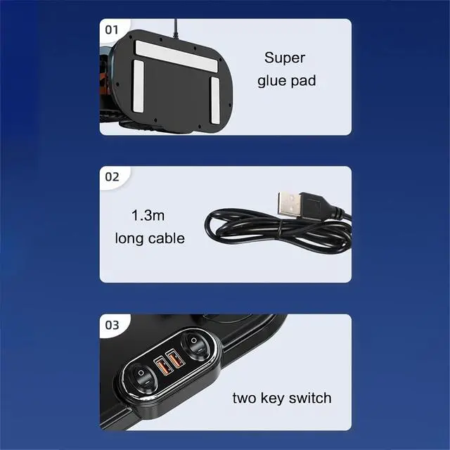 Alt view image 4 of 7 - for Head Car Fan USB 12V Electric Car Cooling Fan with 360 Degree Adjustable Low Automobile with 2 USB Po Portable Oscillating Flexible Portable for Desk Quiet