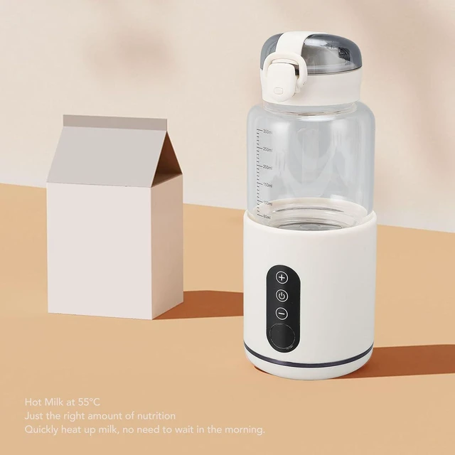 Alt view image 5 of 7 - Portable Milk Warmer, Cordless USB Rechargeable Fast Heating 55 Large Capacity 300ML Stainless Steel ABS Glass White for Travel Outdoor Kids Adults