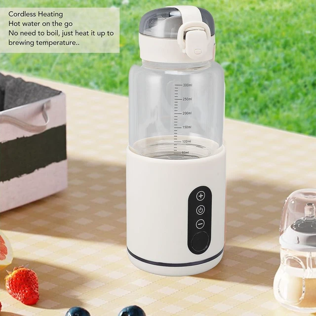 Alt view image 7 of 7 - Portable Milk Warmer, Cordless USB Rechargeable Fast Heating 55 Large Capacity 300ML Stainless Steel ABS Glass White for Travel Outdoor Kids Adults