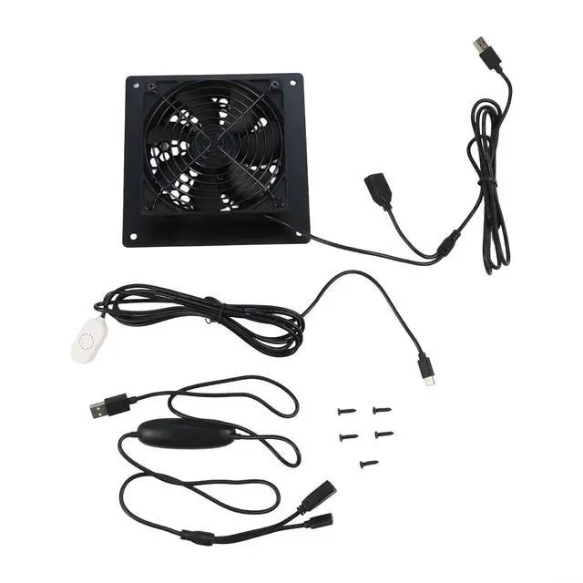 Alt view image 4 of 7 - 120mm USB Cooling Fan with Temperature Control and Multiple Settings for Router or AV Cabinet, Whisper-Quiet Axial Flow Design, Black(60)