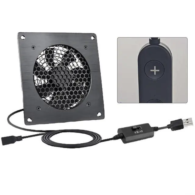 Alt view image 6 of 7 - 120mm USB Cooling Fan with Temperature Control and Multiple Settings for Router or AV Cabinet, Whisper-Quiet Axial Flow Design, Black(60)