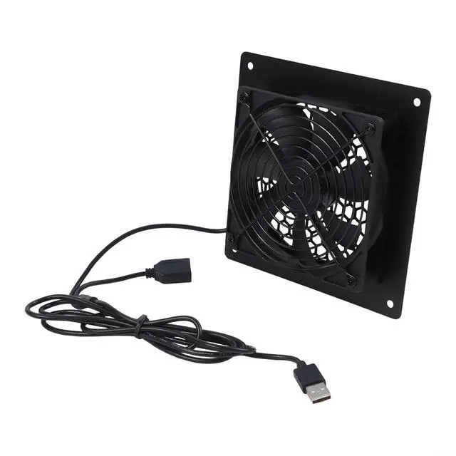 Alt view image 5 of 7 - 120mm USB Cooling Fan with Temperature Control and Multiple Settings for Router or AV Cabinet, Whisper-Quiet Axial Flow Design, Black(60)