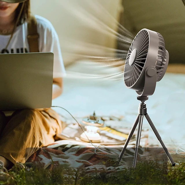 Alt view image 2 of 7 - 3-Speed USB Charging Table Fan Night Light Ceiling Fan Canopy with Remote Control + Tripod Must Have Item for Table for Bedroom Oscillating Outdoor Rechargeable