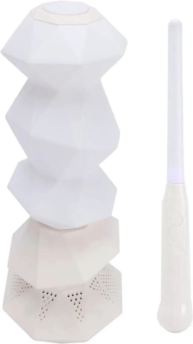 Alt view image 5 of 7 - Hyuduo Remote Control Music Night Light Speaker Lamp with Color Changing Rotating Crystal Wand for Gaming Bedroom Desk Ambiance (White)