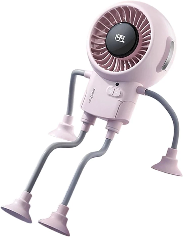 Alt view image 7 of 7 - PANGBOER Adorable Desktop Electric Fan with Digital Temperature Display 5W Energy 360 Movement for Window Installation Long Battery Life Fan
