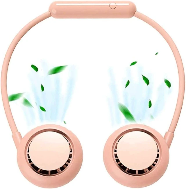 Main image of Speed Hanging Fan, Neck Fan Multicolor, Bladeless Hands Free Cooling, 3 Speeds USB Outdoor(Pink)