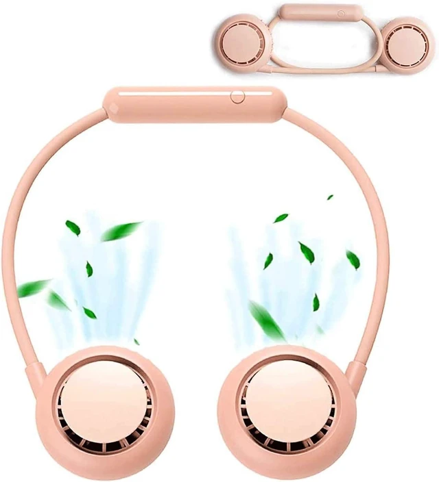 Alt view image 2 of 6 - Speed Hanging Fan, Neck Fan Multicolor, Bladeless Hands Free Cooling, 3 Speeds USB Outdoor(Pink)