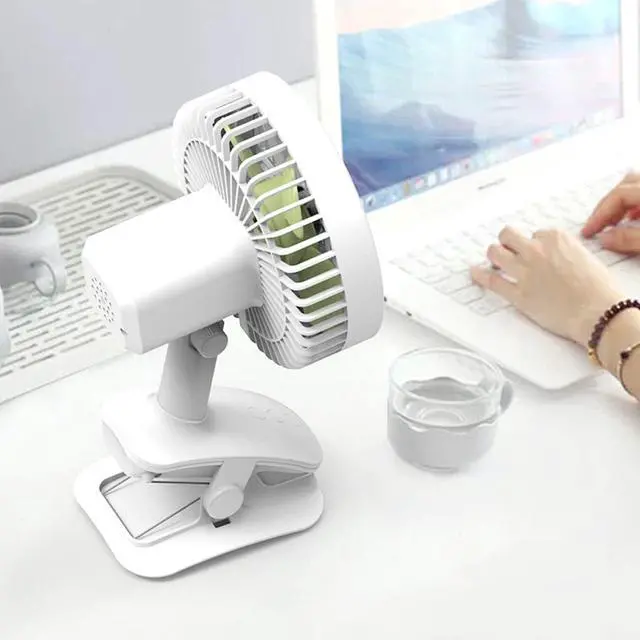 Alt view image 2 of 7 - USB Clip on Fan Portable Oscillating Cooling Fan 3 Speeds for W/Sturdy Clamp LED Lamp for Dorm Bedroom Clip-on Electric Plug in Battery Operated Desk