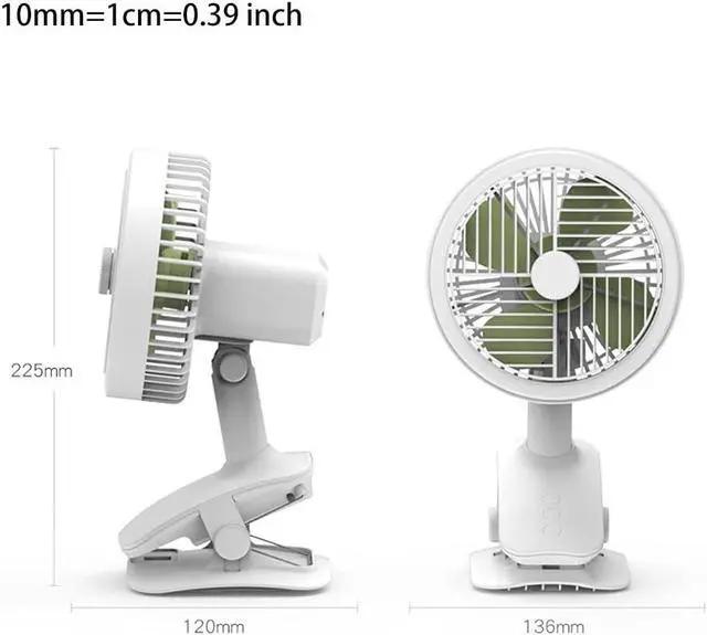 Alt view image 3 of 7 - USB Clip on Fan Portable Oscillating Cooling Fan 3 Speeds for W/Sturdy Clamp LED Lamp for Dorm Bedroom Clip-on Electric Plug in Battery Operated Desk