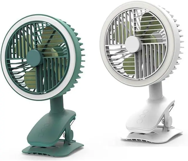 Alt view image 4 of 7 - USB Clip on Fan Portable Oscillating Cooling Fan 3 Speeds for W/Sturdy Clamp LED Lamp for Dorm Bedroom Clip-on Electric Plug in Battery Operated Desk