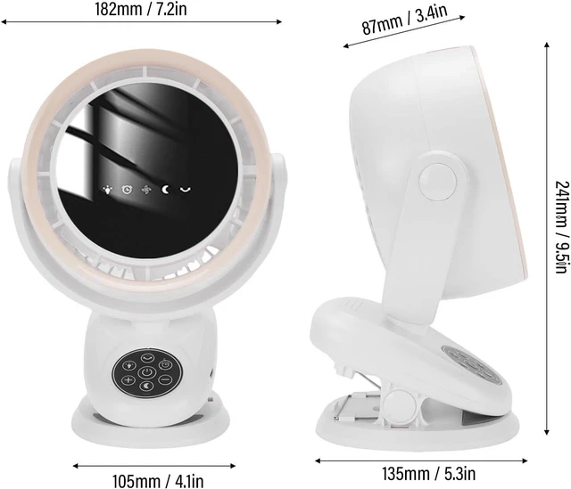 Alt view image 7 of 7 - BTSEURY Portable Fan with Clamp, 5 Speed Adjustable, Auto Oscillating, Quiet, Remote Control, LED Display, Timer, Night Light, for Home Office Camping Travel