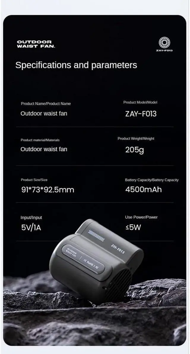Alt view image 4 of 5 - 2X USB Portable Personal Hanging Waist Fan 4500MAh Recharge Wearable Electric Fan Outdoor Sports Air Conditioner Fan-C