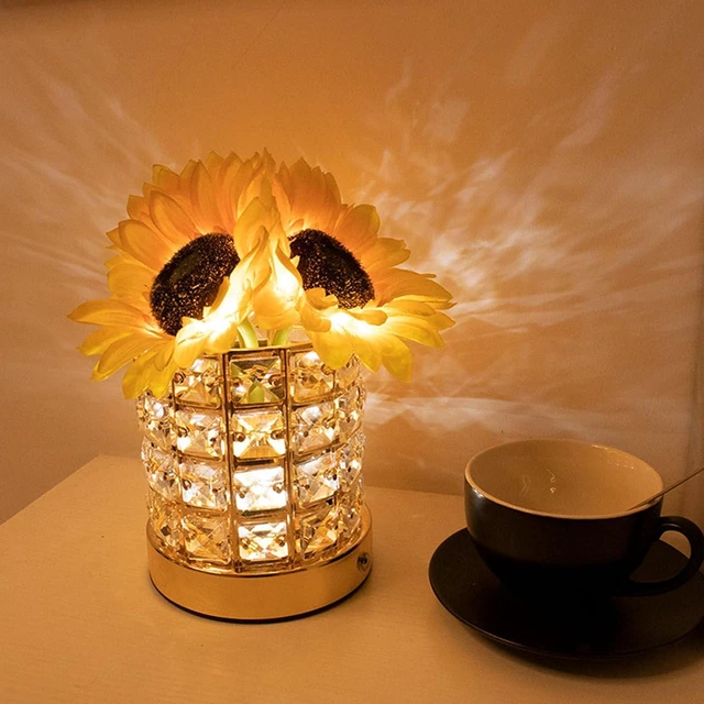 Alt view image 5 of 7 - Sunflowers Shaped Crystal USB Gift Lamp Touch Dimmer and Color Changing Option for Special Occasions or Decoration Adjustable Brightness