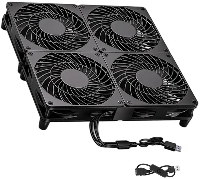 Main image of 1Pc 12Cm Quiet USB Fan with Vibrations Absorbing Pads for Receiver and Router Cooling USB Cooling Fan