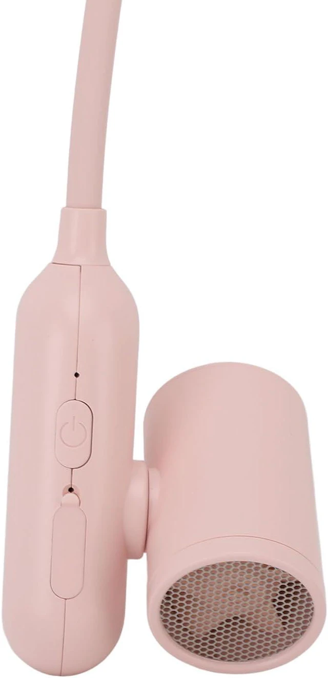 Alt view image 7 of 7 - Portable Neck Fan USB Rechargeable 3 Speeds Battery Operated Wearable Personal Fan Strong Wind Quiet Lightweight for Home Office Travel ABS Material 375g (Pink)