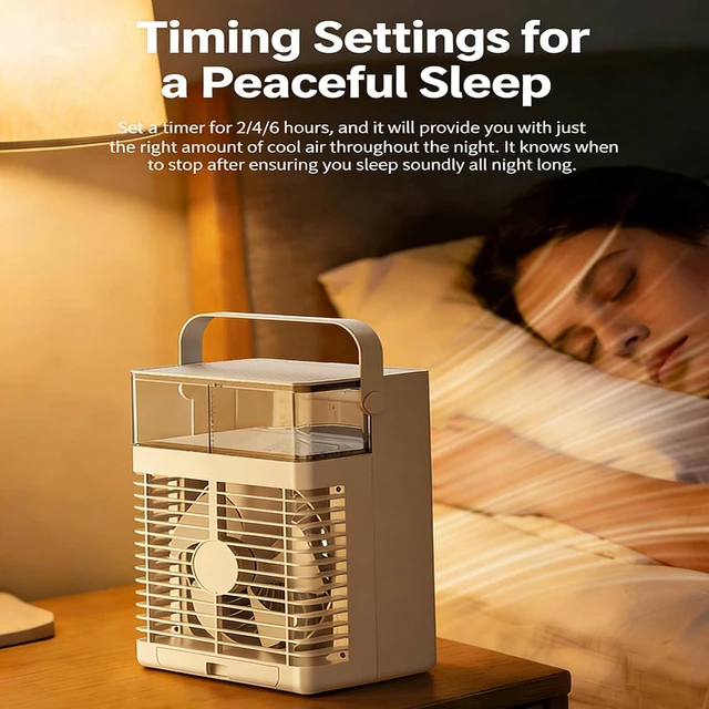 Alt view image 3 of 7 - Portable Air Cooling Fan with 2 Nozzles Fast Speed Wind Low Noise ABS Texture Suitable for Bedroom and Workspaces USB Air Refrigerator