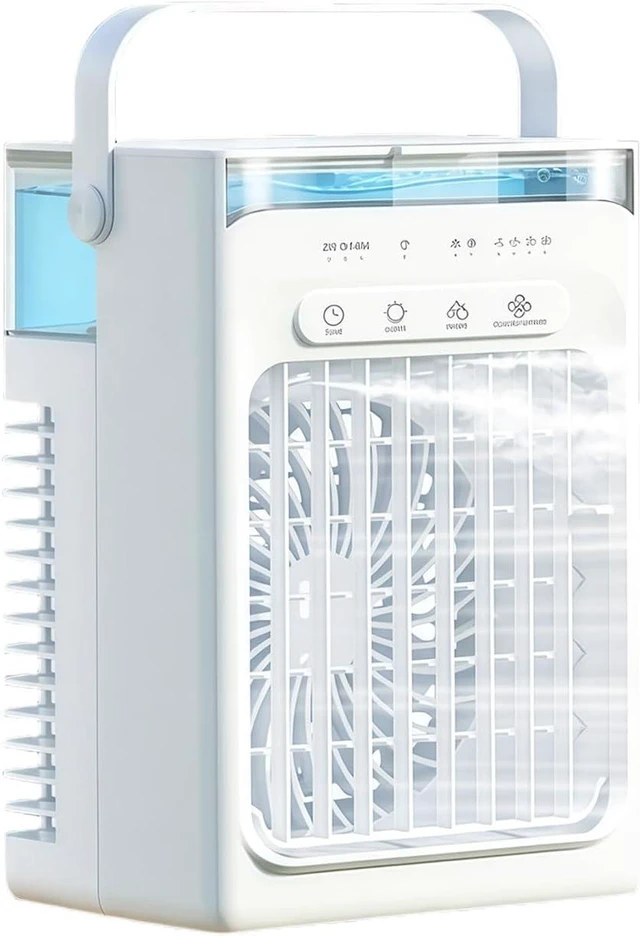 Alt view image 7 of 7 - Portable Air Cooling Fan with 2 Nozzles Fast Speed Wind Low Noise ABS Texture Suitable for Bedroom and Workspaces USB Air Refrigerator