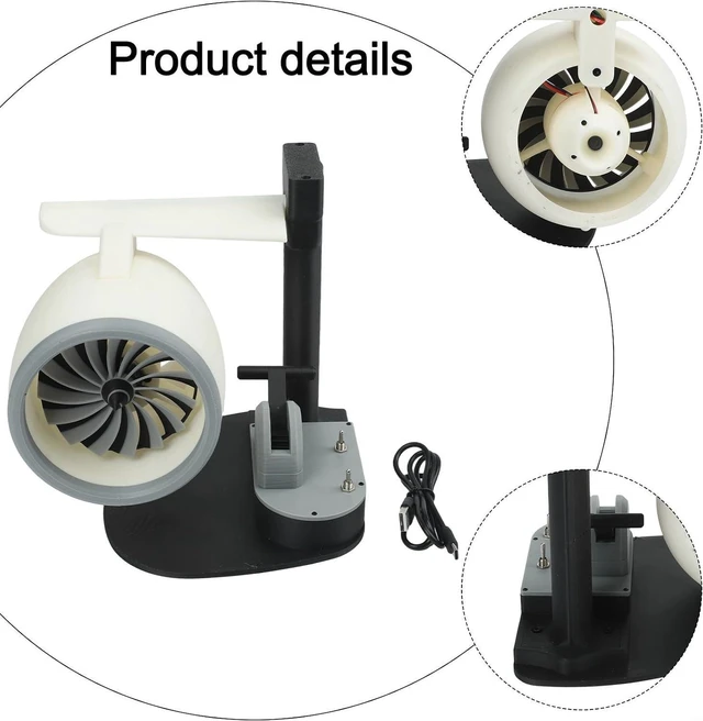 Alt view image 4 of 7 - Usb Desktop Fan Home Humidifier Creative Aircraft Quiet Format Office Cooling Desk Decor Blue Engine with Flexible Airflow Red Led Light(Red)