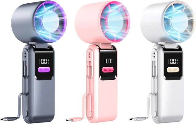 Alt view image 6 of 7 - Portable Desk Fan with Digital Display 0-199 Adjustable Speed Quiet for Home Use Small Handheld Fan