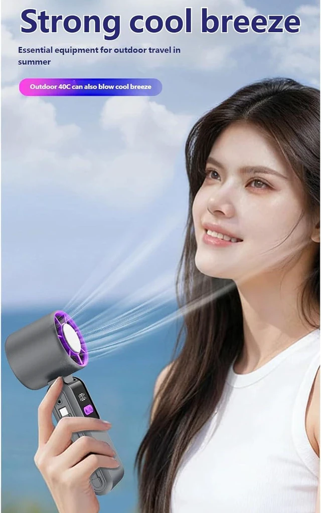 Alt view image 7 of 7 - Portable Desk Fan with Digital Display 0-199 Adjustable Speed Quiet for Home Use Small Handheld Fan