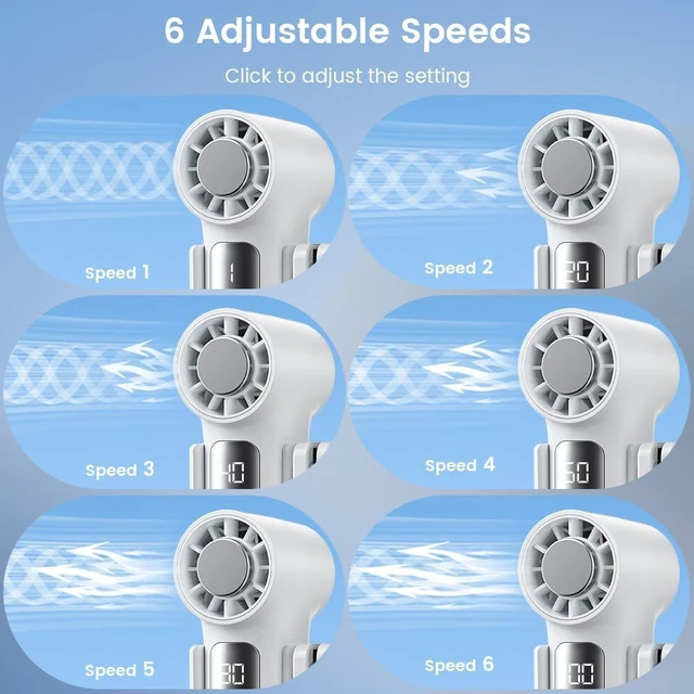 Alt view image 3 of 7 - HomeBeyond Portable Handheld Mini Fan with Ice Cooler, 6 Speeds 18000 RPM High Velocity with LED Display, Rechargeable Personal Fan with Clip for Travel/Outdoor/Home/Office