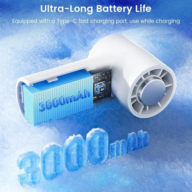 Alt view image 4 of 7 - HomeBeyond Portable Handheld Mini Fan with Ice Cooler, 6 Speeds 18000 RPM High Velocity with LED Display, Rechargeable Personal Fan with Clip for Travel/Outdoor/Home/Office