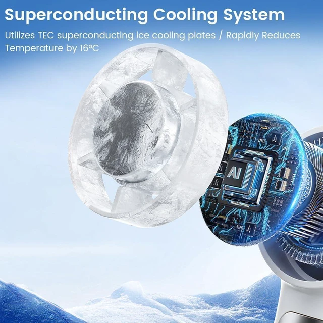 Alt view image 2 of 7 - HomeBeyond Portable Handheld Mini Fan with Ice Cooler, 6 Speeds 18000 RPM High Velocity with LED Display, Rechargeable Personal Fan with Clip for Travel/Outdoor/Home/Office
